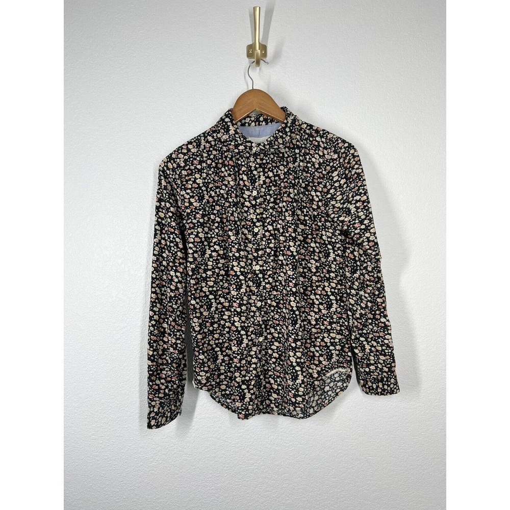 Birds Of Paradis Trovata Floral Corduroy Button Down Top Size XS Pintuck…